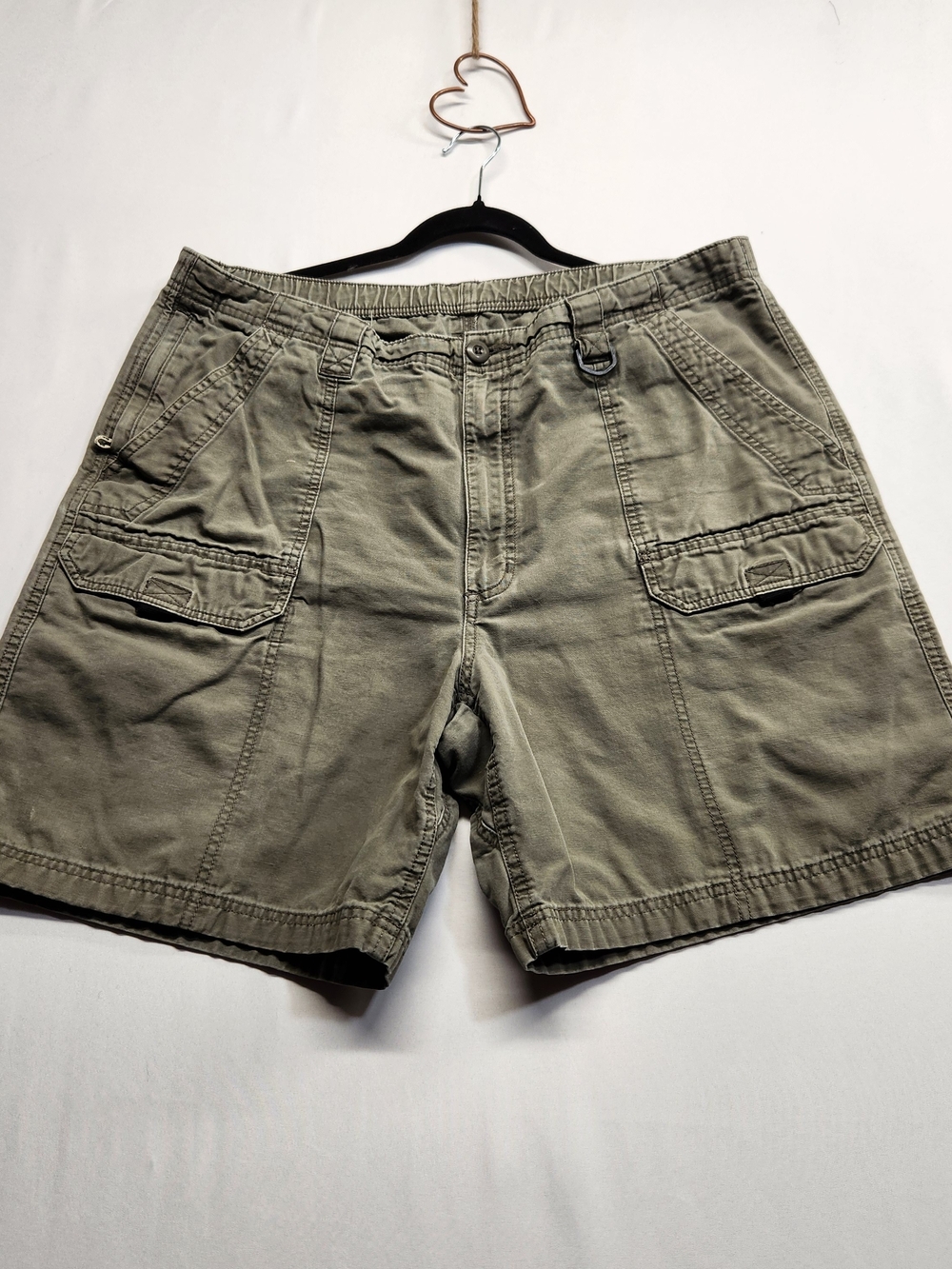 ⭐️Wrangler Authentics Men's Green Canvas Utility Cargo Hiker Shorts Sz 40 NW94EG